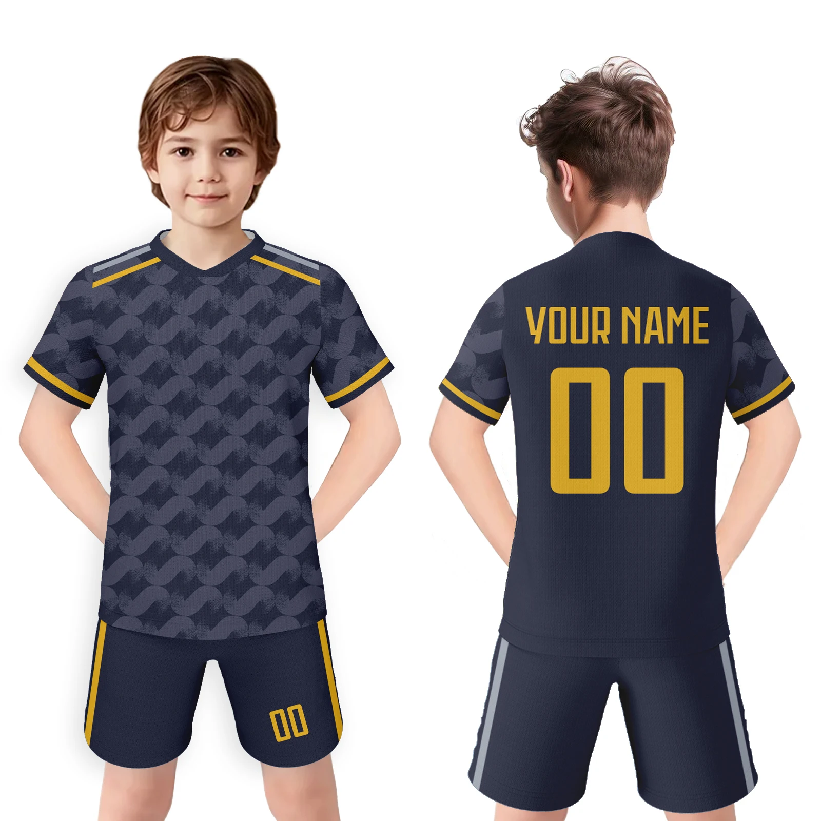 Custom Kids Soccer Jersey Set for Boys Girls Personalized Name Number Team Football Uniform with Soccer Fans 3-14 Years