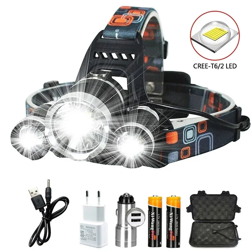 

Bright Led Headlamp Use 18650 Battery Rechargeable Fishing Headlight Outdoor Hunting Camping Waterproof Light Lead