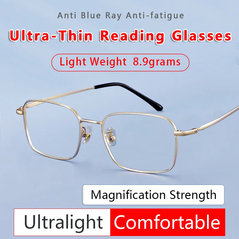 Ultra-Thin Reading Glasses Spectacles With Gold Wire Frames Pure Titanium Frame Full Rim Glasses Titanium Alloy Presbyopic Glass