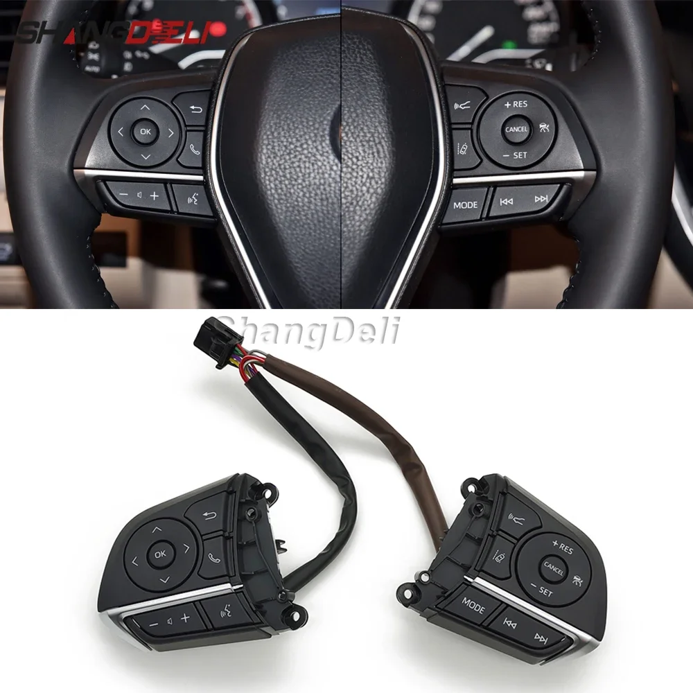 

Car Steering Wheel Cruise Control Switch Bluetooth Audio Volume Buttons for Toyota Camry 2018 2019 2020 2021 2022 Accessories