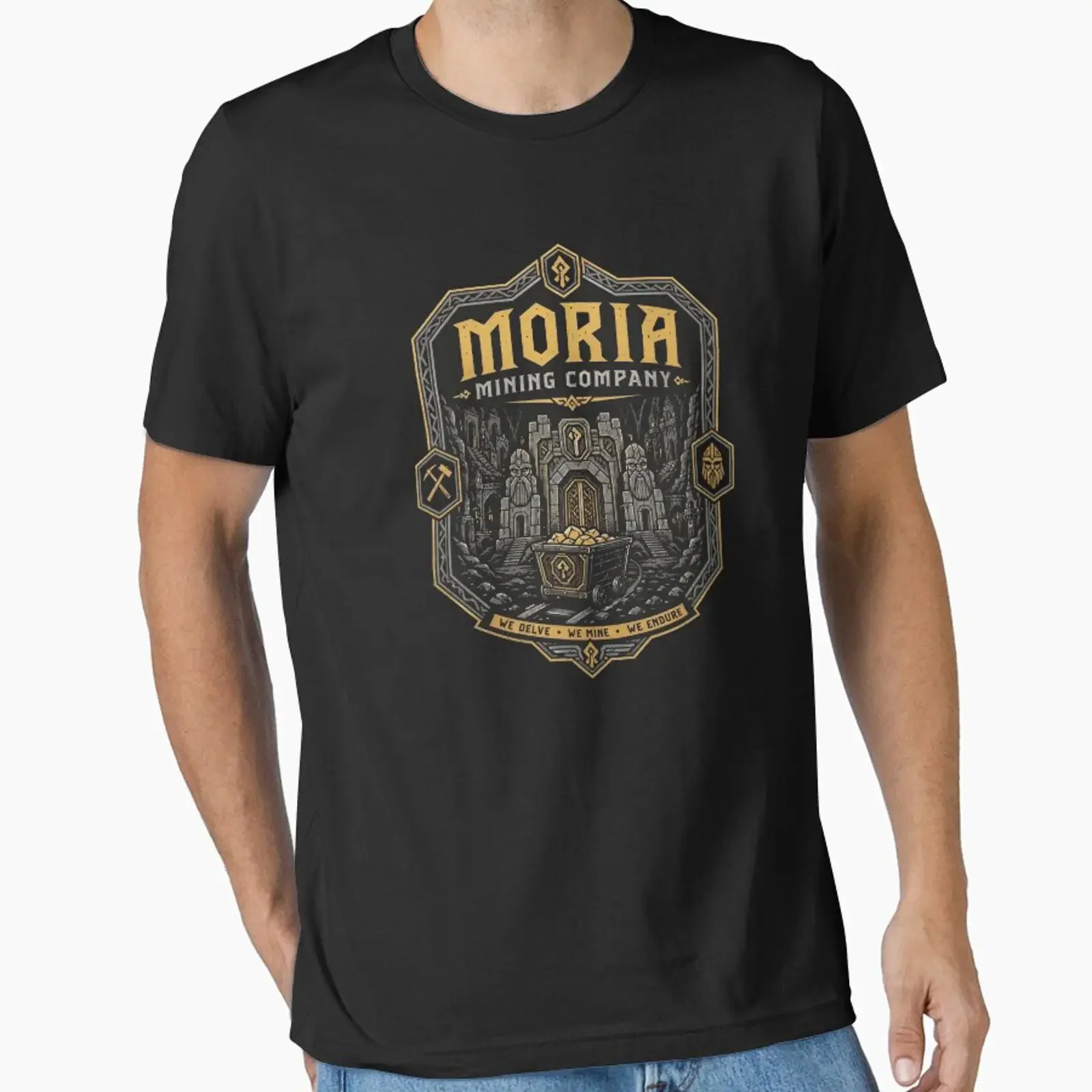 Mines of Moria Misty Mountains Dwarf Kingdom Essential T Shirt vintage Washed Stretched homme Stylish Versatile Breathable