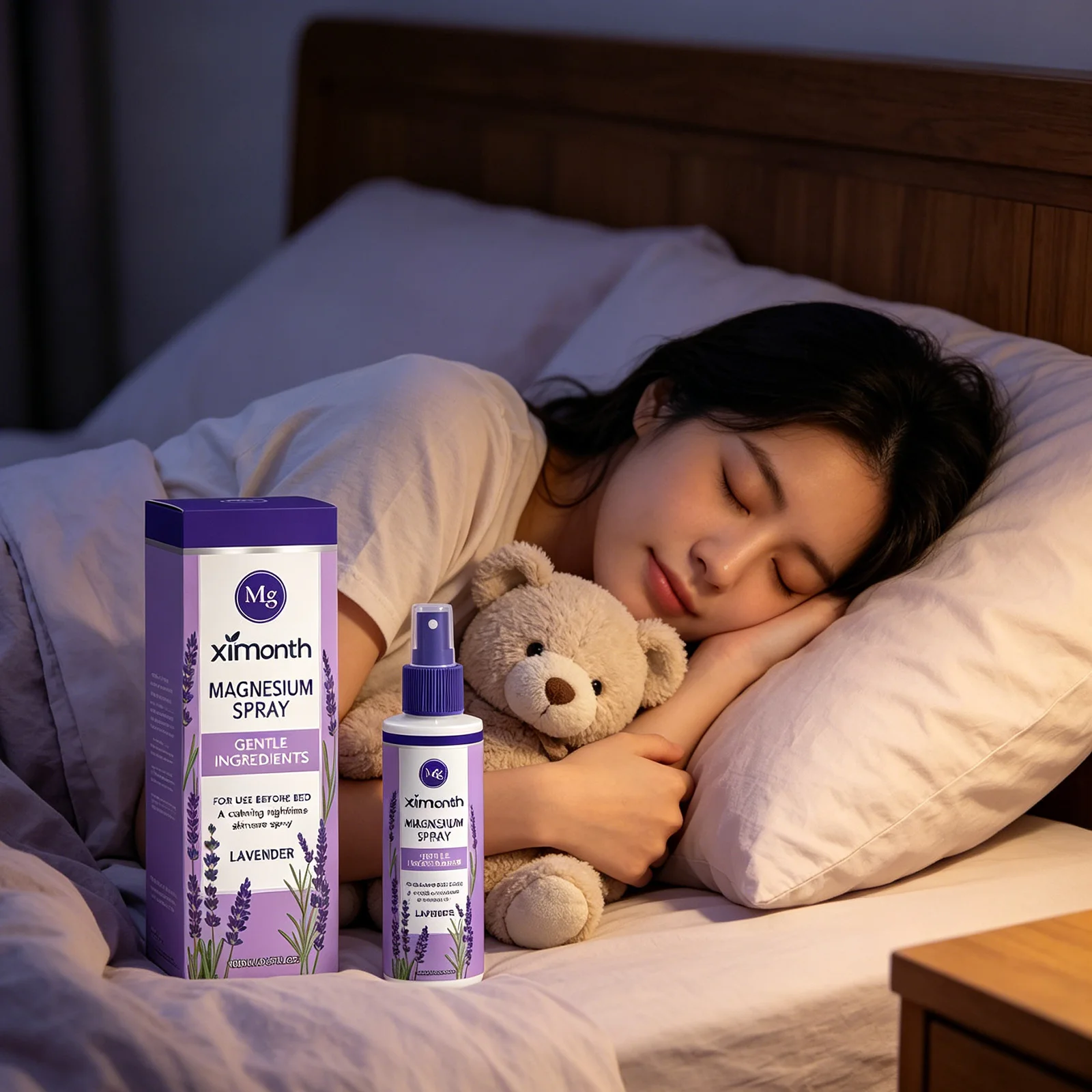 

Ximonth Magnesium Spray Better Sleep Relieve Anxiety Mind Relaxation Softens Skin Nighttime Skin Care Lavender Sleep Spray 100ml