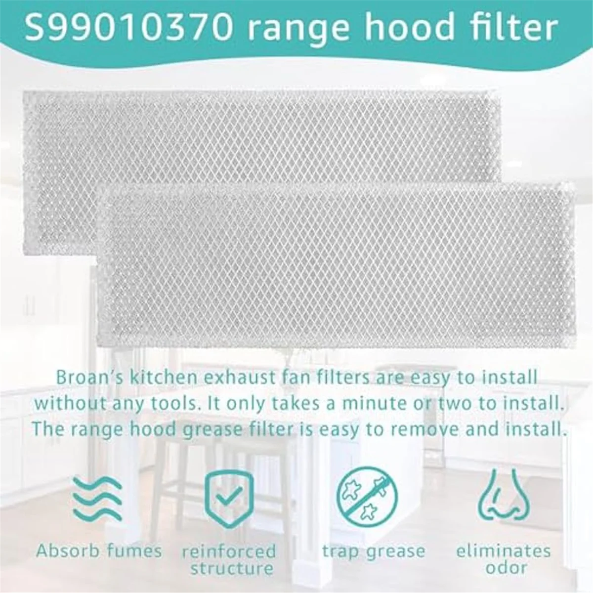 Range Hood Filter S99010370 for Broan Nutone Range Hoods PM250 PM390 B08087922, AP5950107, SB08087661, 99010370, 2002603