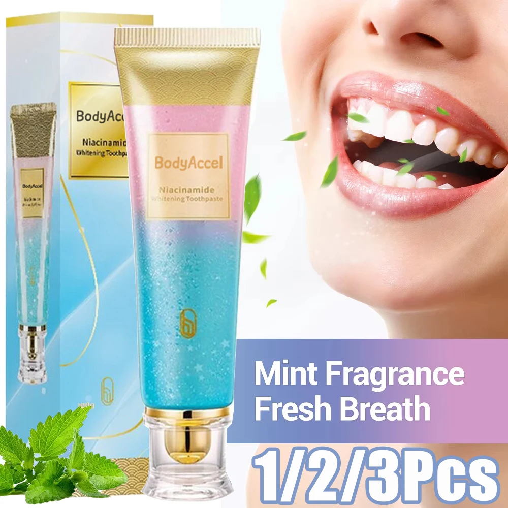 Niacinamida branqueamento creme dental intensivo branqueamento com cuidados remoção de manchas profundas limpo melhora a saúde hálito fresco