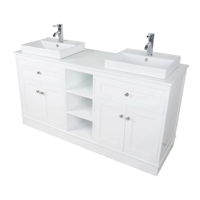 Modern White Waterproof Bathroom Storage Cabinet Washbasin Vanity Cabinet Wall Mounted Space Saver with Shelves And Drawer