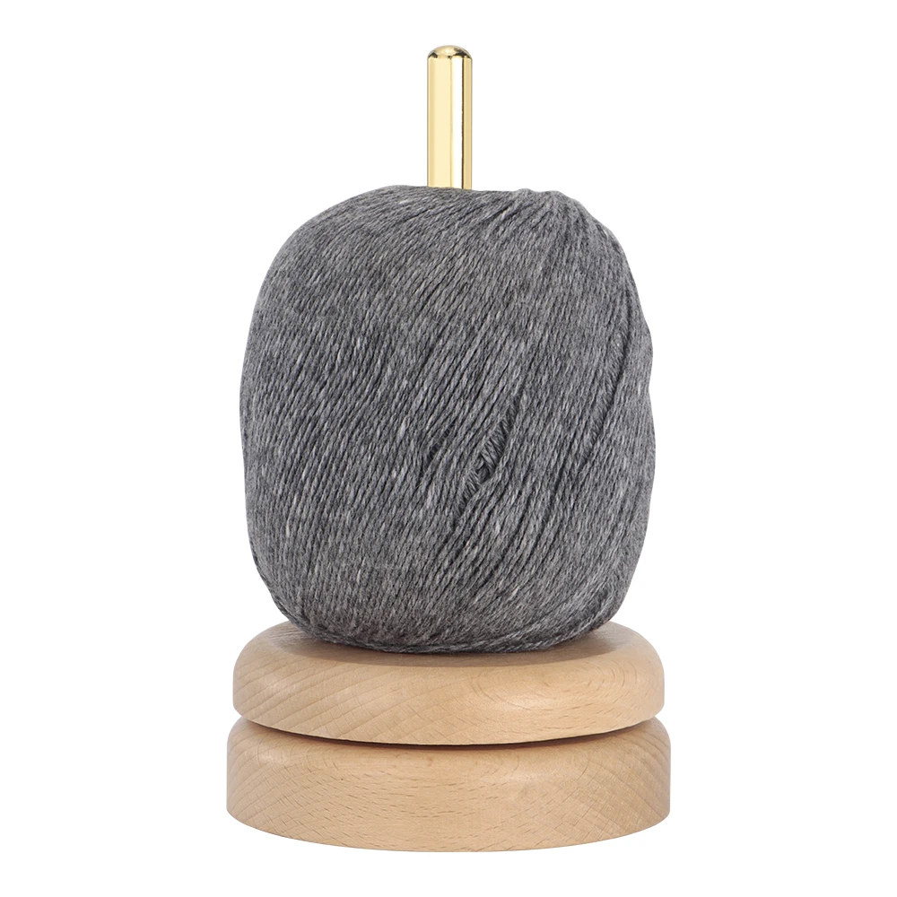 

QJH Wooden Uniaxial Yarn Holder, Wooden Rolling Holder Twirling Mechanism - Knitting & Crochet DIY Presents for Craft Lovers