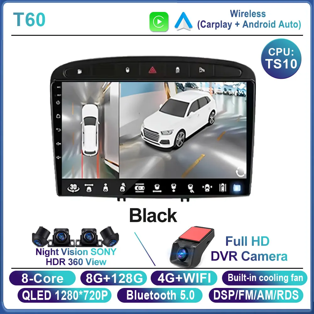 Android 自動プジョー RCZ 308 SW 2007 - 2015 408 2012 - 2020 カー