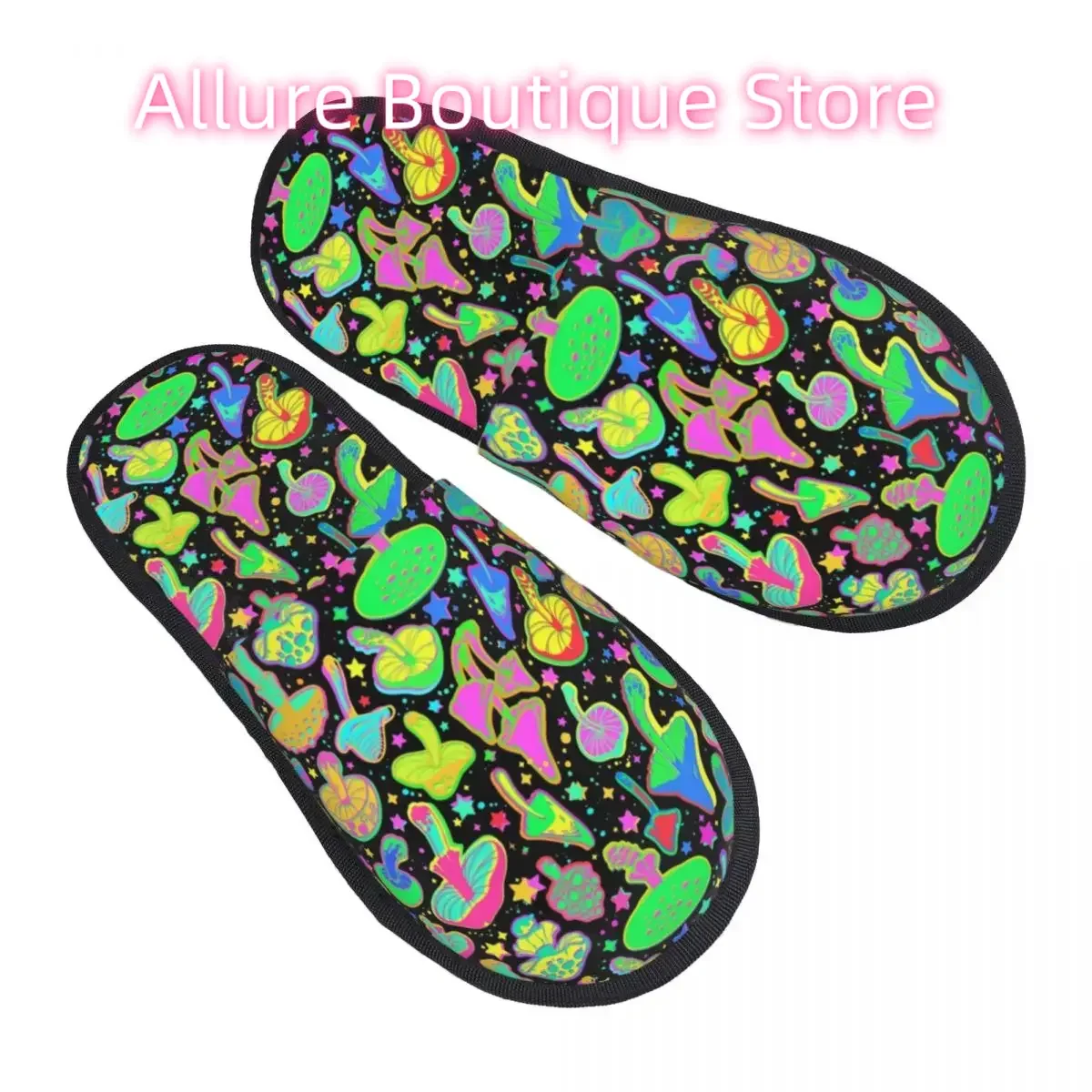 

Custom Psychedelic Magic Mushrooms Memory Foam Slippers Women Comfy Warm House Slippers