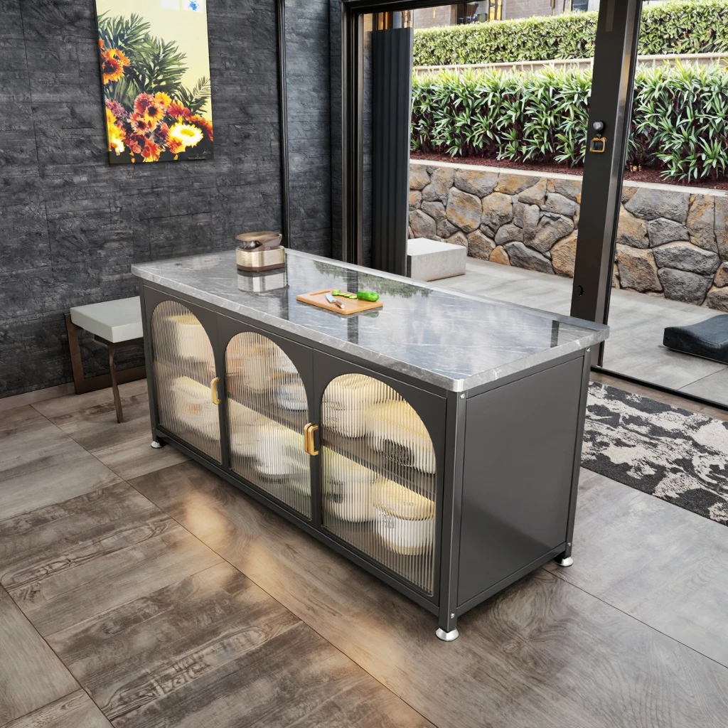 

*Kitchen Rack Rock Slab Floor Multi-layer Storage Function Against the Wall Integrated Storage Dining Side Cutting Table Cabinet