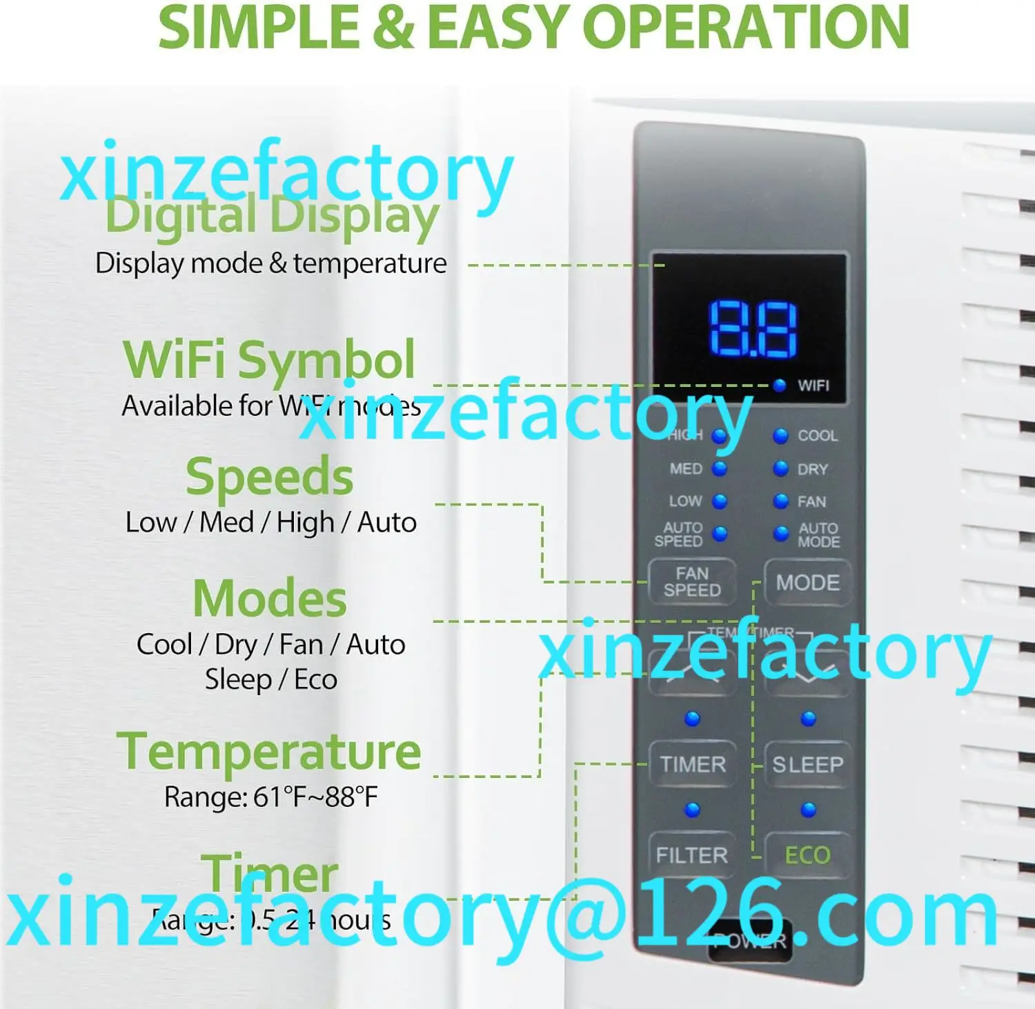 Customizable WiFi Enabled 6,000 BTU Window Air Conditioner,