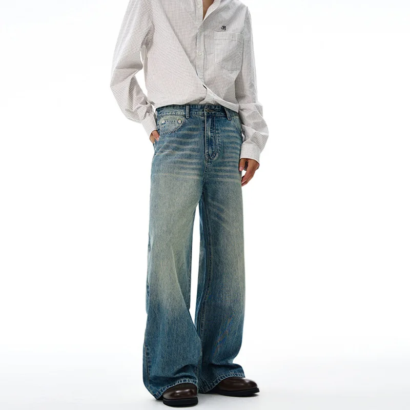 

Прямые джинсы трапециевидной формы с синим галстуком и цветочным принтом в американском стиле для мужчин и женщин