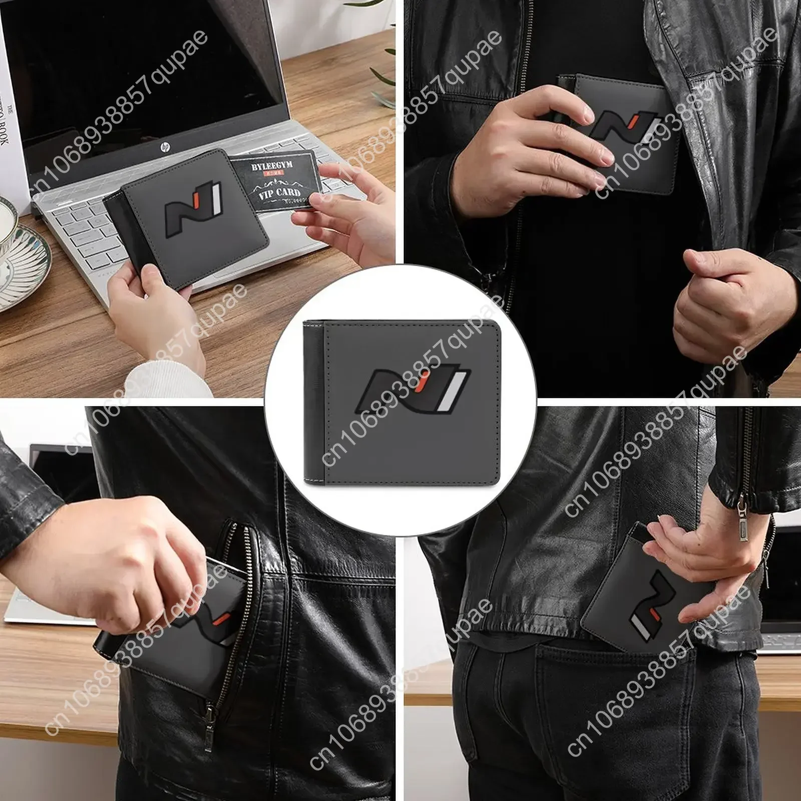Hyundai N Performance Logo Dark Men's Wallet Leather Purse Holder Credit Card Short Wallet Hyundai I30N I30 I20 Veloster N Line