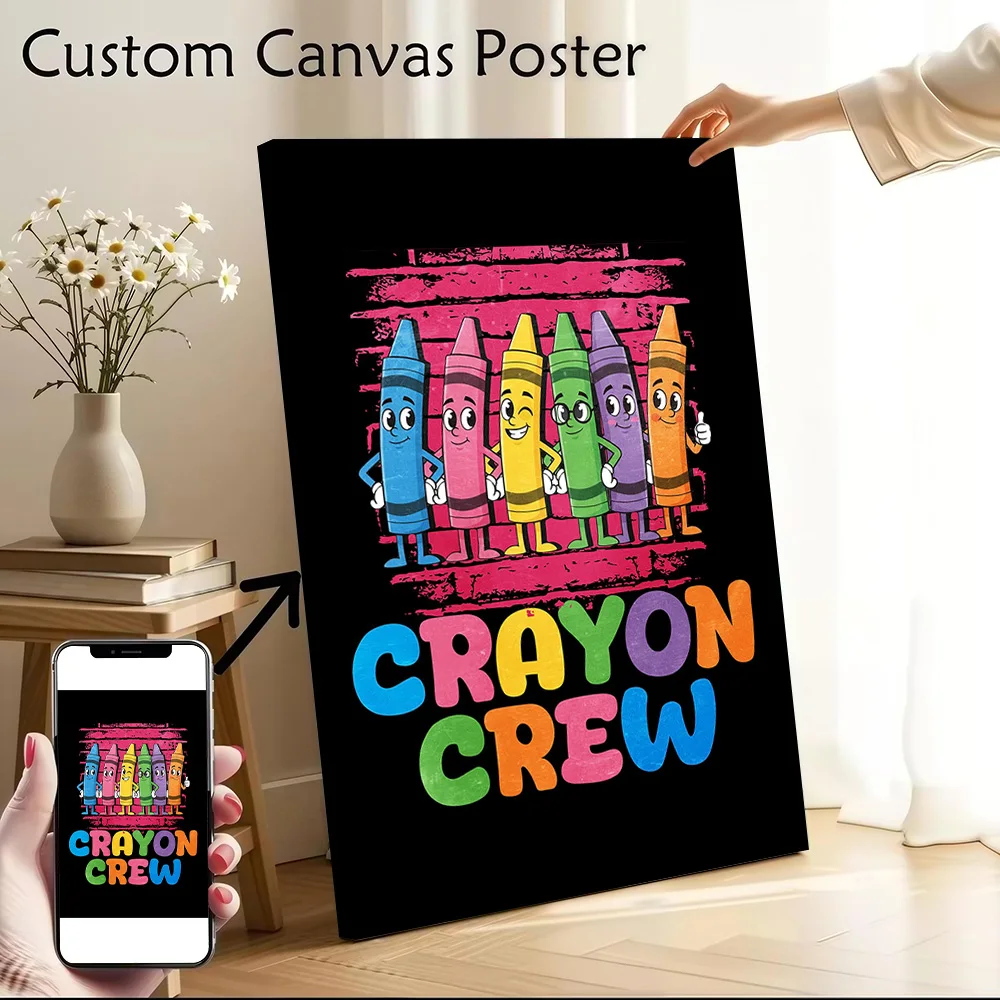 Crayon Crew Funny Cartoon Canvas Wall Art Poster Personalized Photo Printing Perfect Gift for Modern Home Decoration Ornaments