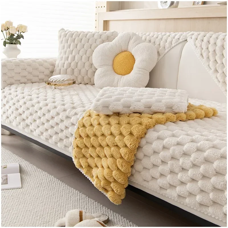 Universal Non-slip Corner Sofa Mat Thicken Plush Sofa Cover Winter Warm Sofa Towel Couch Cushion for Living Room Sofas Blanket