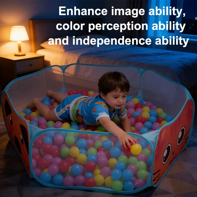 120 cm Kinder-Ballbecken mit Basketballkorb, tragbar, faltbar, Kinder-Laufstall, Spielplatz, Zelt, Baby, drinnen und draußen, Sport, Bildung