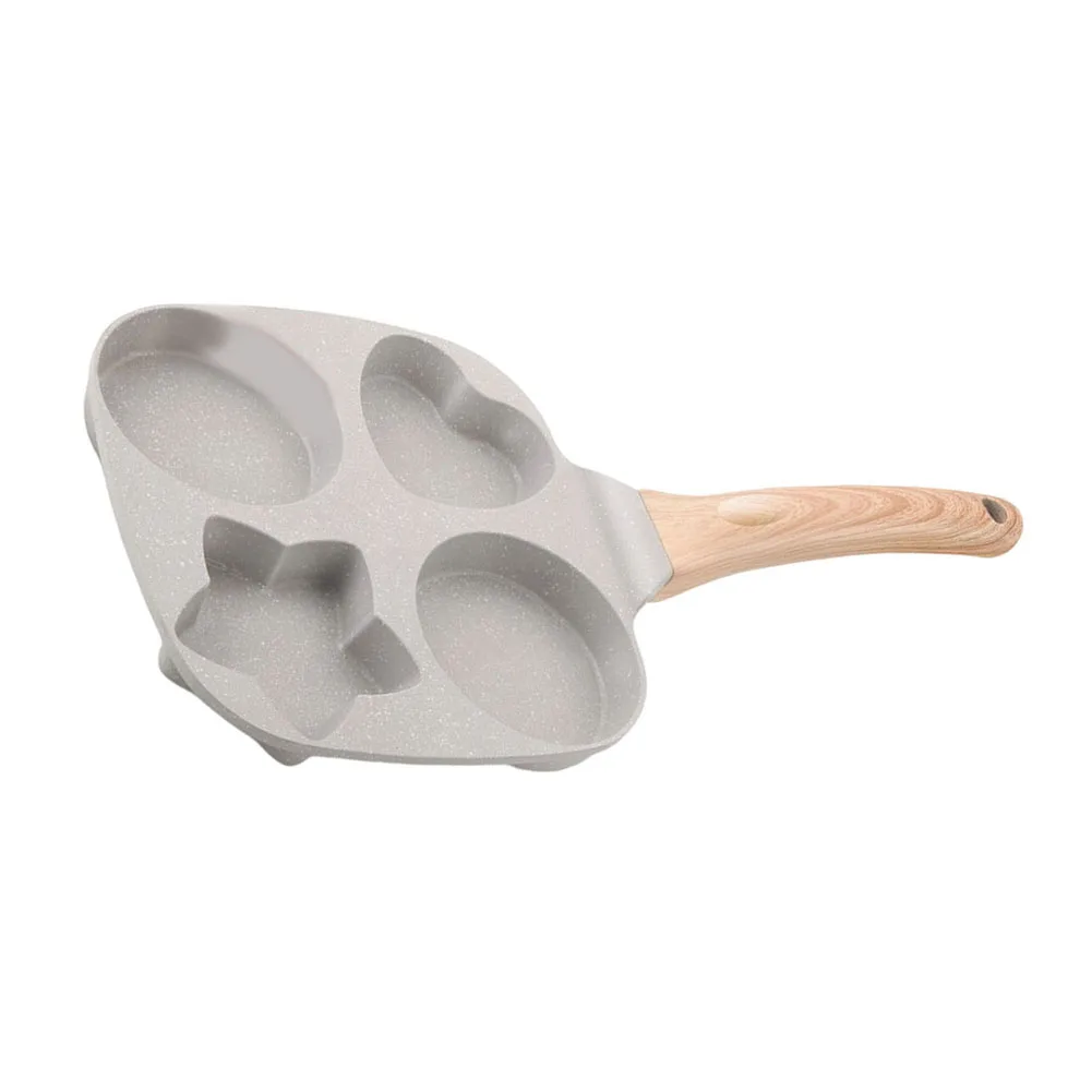 4-Cup Frying Pan Designed for Eggs Burgers Pancakes with Heat-Resistant Wooden Handle and Warping-Resistant Base