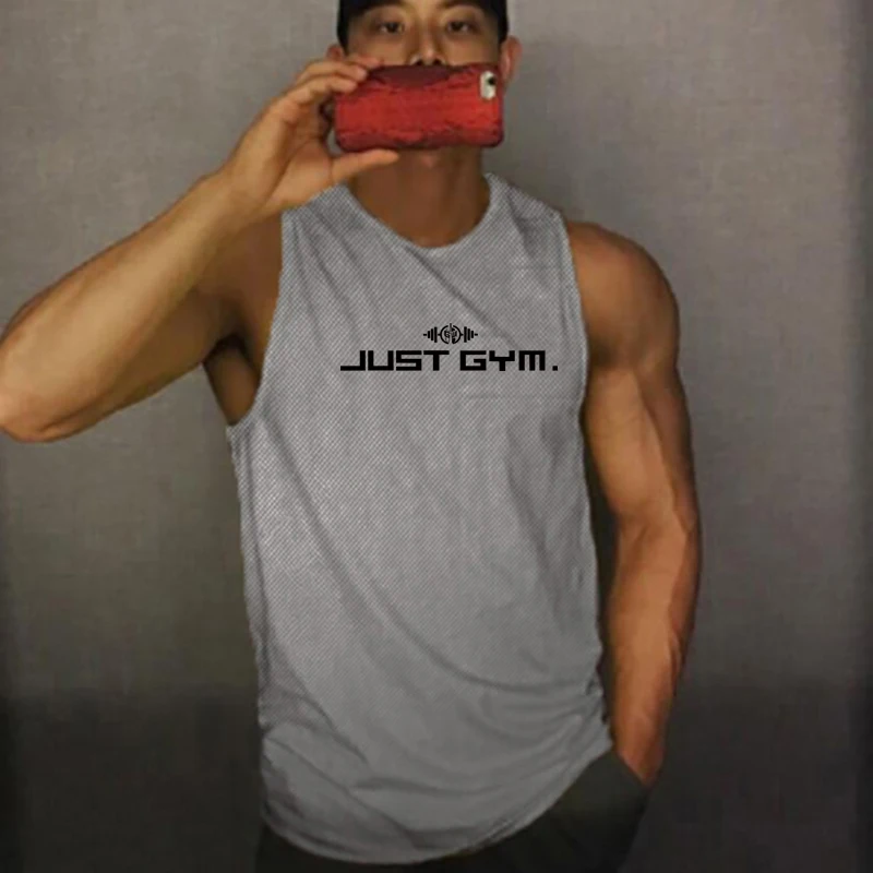 

New Arrivals Bodybuilding stringer tank top man Mesh Gym sleeveless shirt men Fitness Vest Singlet workout tank tops Clothing