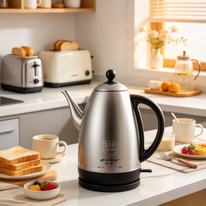 Electric Kettle Stainless Steel Long Spout, Large Capacity Durable Constant Temperature Boiler, Auto Shut-Off & Keep Warm Home