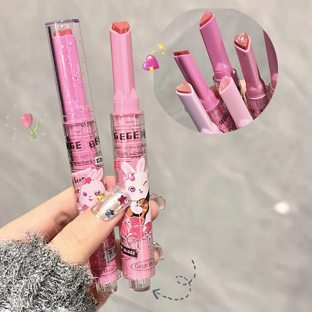 Solid Lip Gloss Mirror Water Light Fading Lip Lines Moisturizing Lip Glaze Waterproof Non-stick Cup Heart-shaped Jelly Lipstick