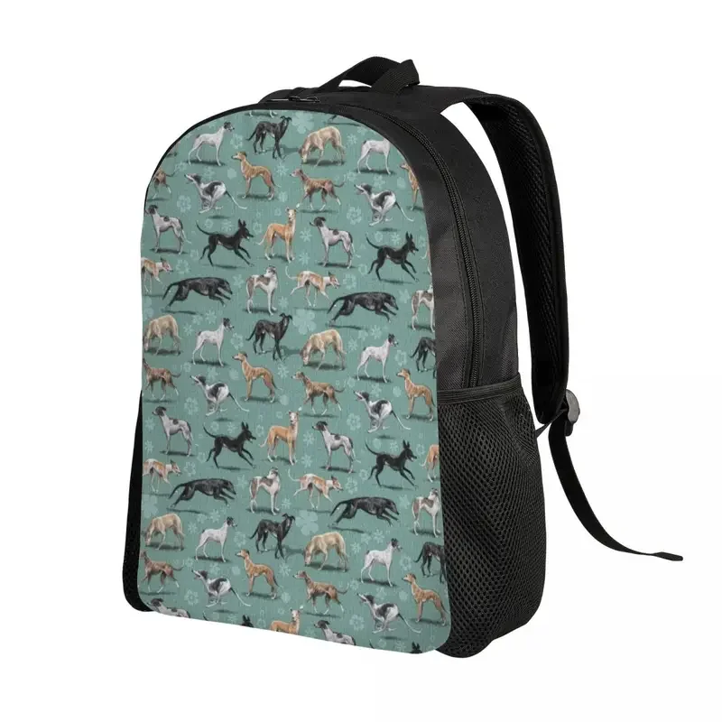 Customized Kawaii Greyhound Dog Travel Backpack Men Women School Laptop Bookbag Animal Pet Puppy College Student Daypack Bags