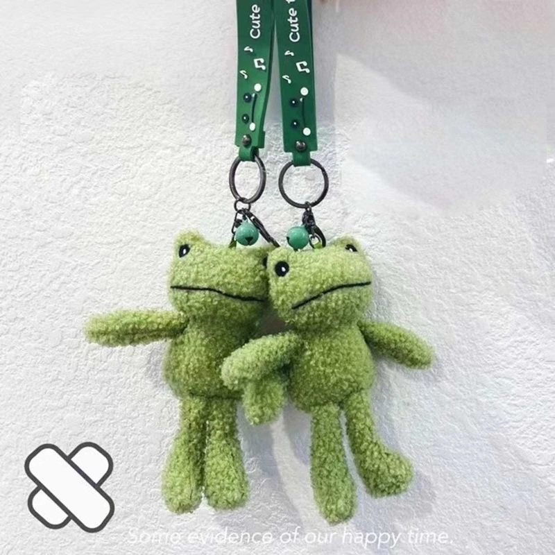 Mini Cute Frog Schoolbag Pendant Keychain Ladies Creative Cartoon Plush Doll for Preschool Kids Backpack Ornaments New Dropship