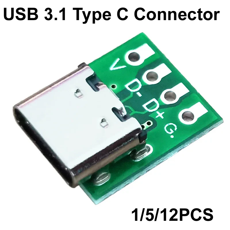 1/5/12Pcs USB 3.1 Type C Connector 16 Pin Test PCB Board Adapter 16P Connector Socket For Data Line Wire Cable Transfer New Tool