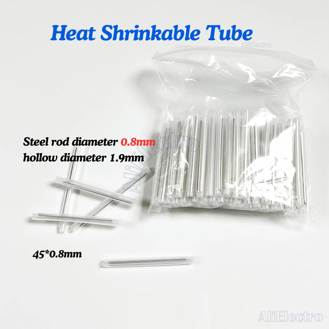 500pcs/lot Heat Shrinkable Tube 40/45/60mm Steel rod diameter 0.8mm 1pin Smoove  Fiber Optic Splice Protector Tubo Cable FTTH