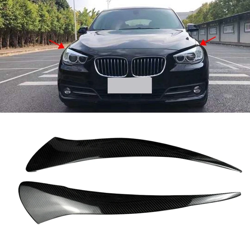 

Front Headlight Cover Head Light Lamp Eyelid Eyebrow Trim For BMW 5 Series GT GT528 GT535 GT550 F07 Real Carbon Fiber Parts