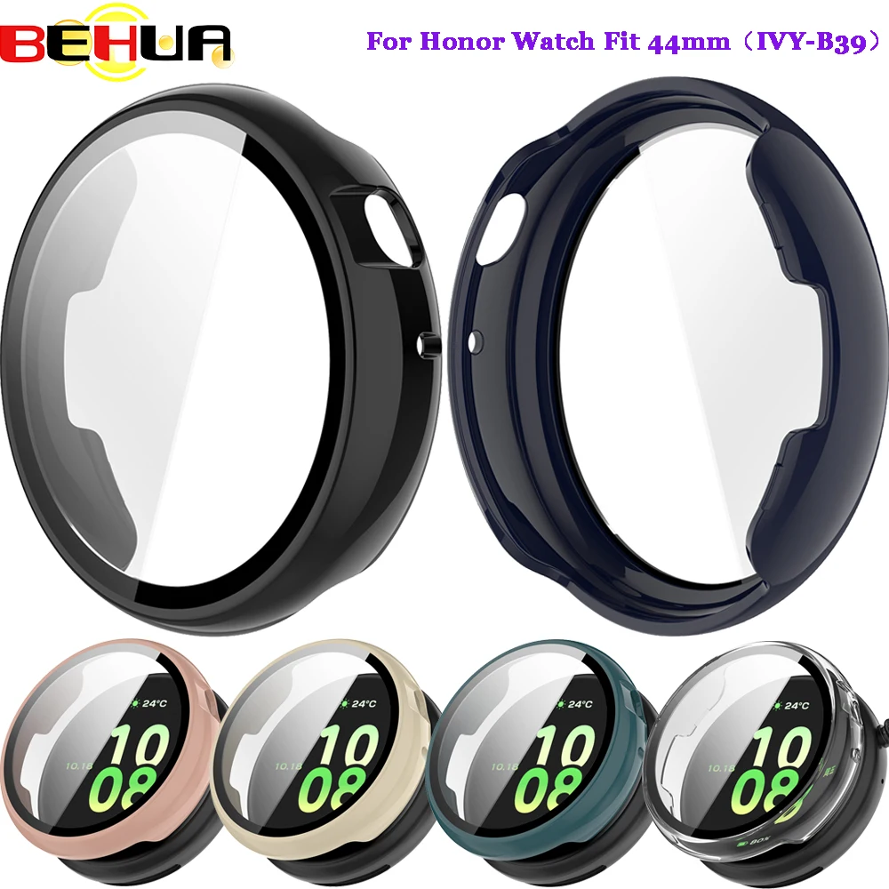 BEHUA Tempered Glass Film Case For Honor Watch Fit SmartWatch Around Screen Protector Hard PC Bumper For Huawei Honor Fit Cover