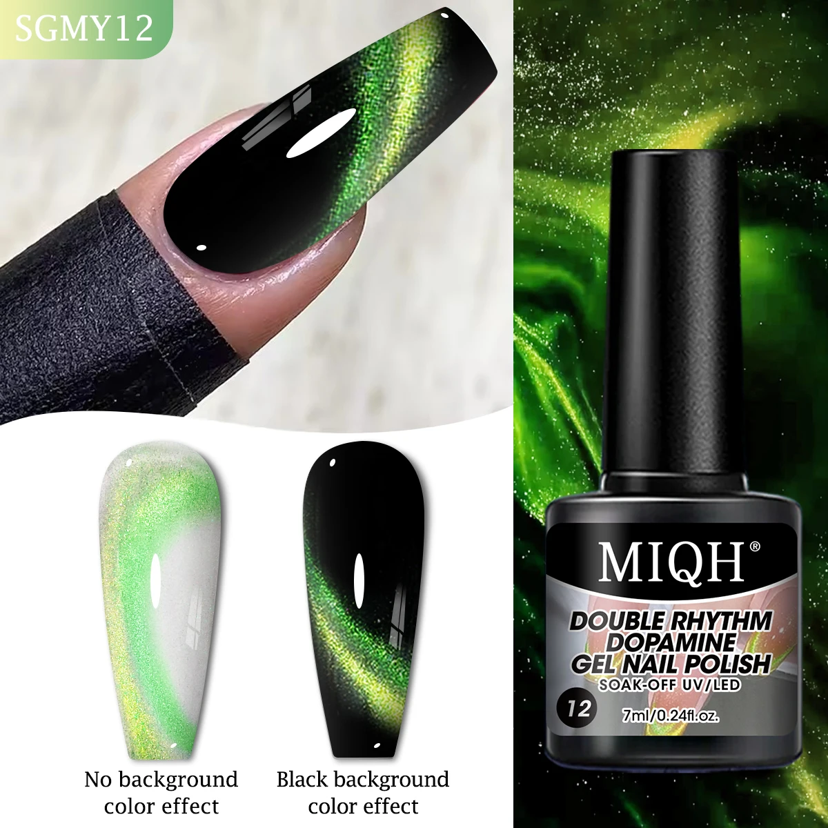 MIQH 2025 New Christmas Theme Double-Edge Cat Eye Gel Nail Polish - Long-lasting shine, suitable for nail salons and nail enthus