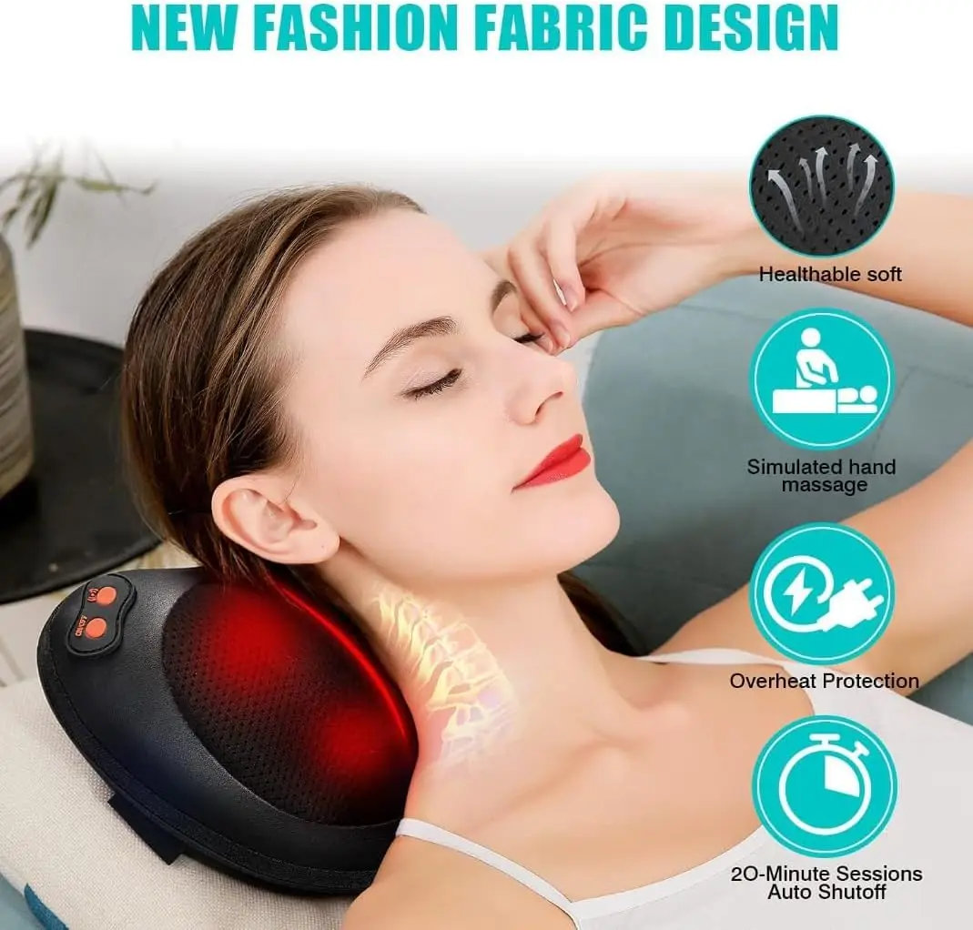 Shiatsu Back and Neck Massager with Heat, Deep Tissue Massage for Neck, Shoulder, Leg, Upper & Lower Back Pain Relief, Electric