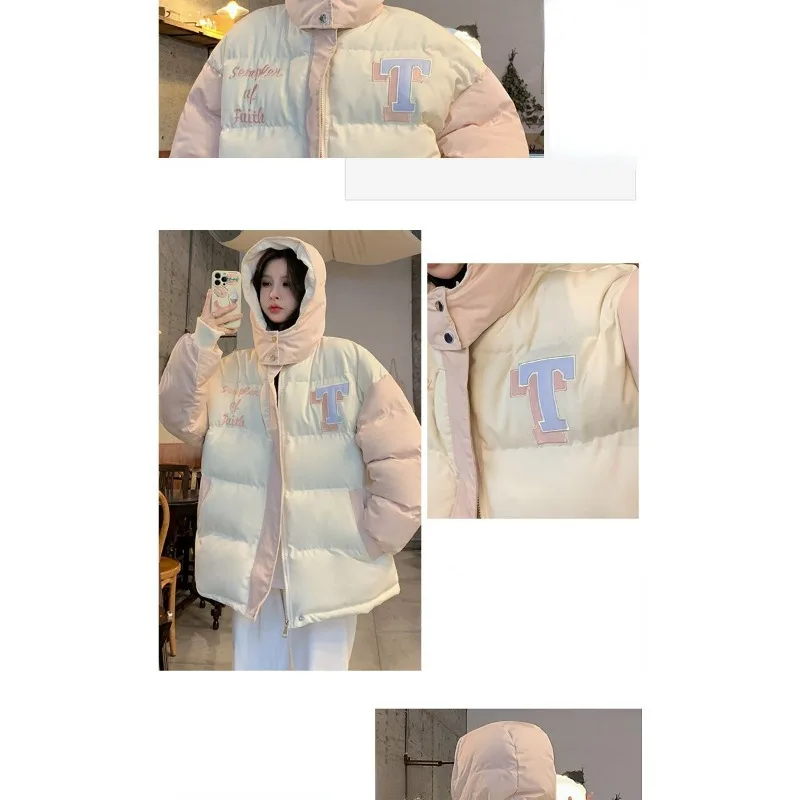 2023 New Women Down Cotton Coat Winter Jacket Female Mid Length Version Parkas Loose Thick Warm Outwear Hooded Niche Overcoat