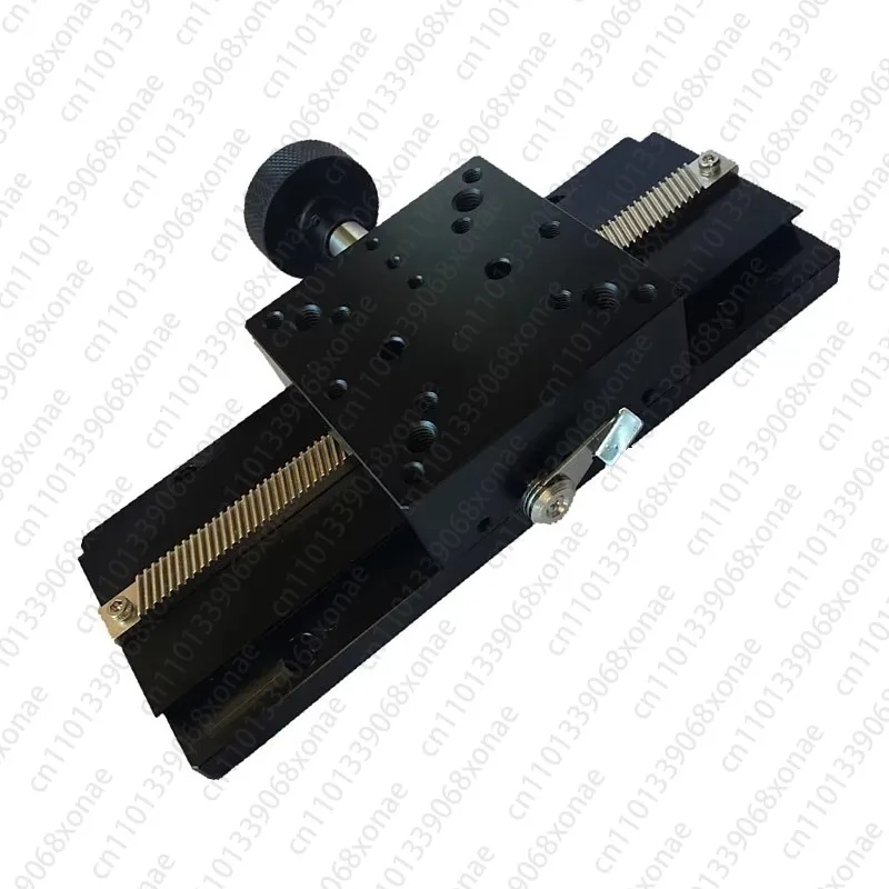 X-axis displacement platform dovetail groove type long-stroke precision rack and pinion combination manual slide table