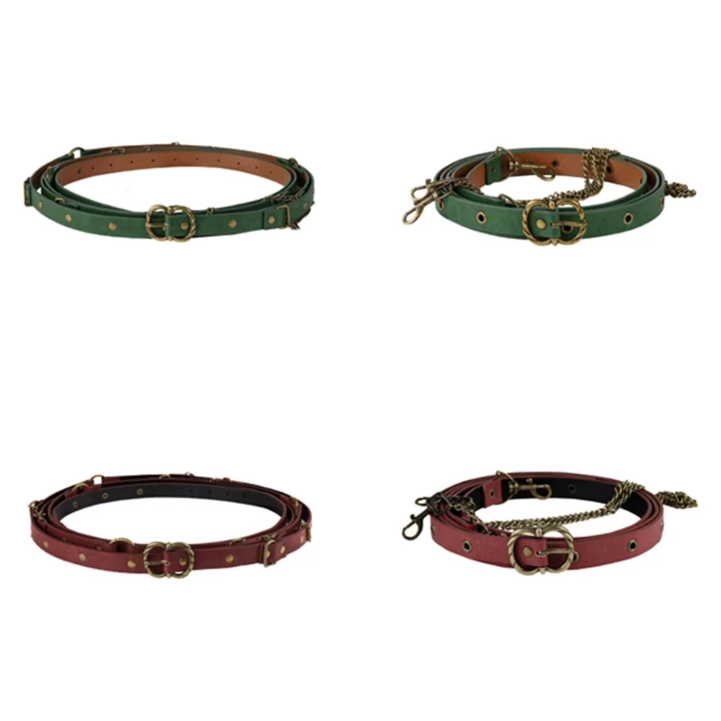

Comfortable Lightweight Belt Medieval Chain Knight Theme PU Leather Buckles Retro Fashion for Long Wear Y1AC