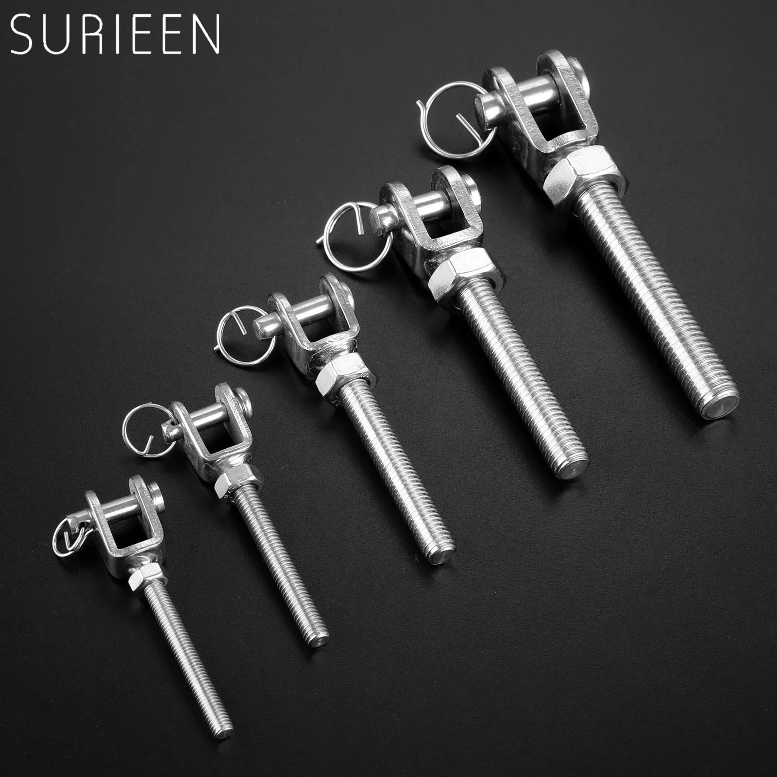 Marine Stainless Steel Jaw Open Bolt Nut Turnbuckle Rigging Screw Rowing Boats Rope Cable Length Tension Adjust M5 M6 M8 M10 M12