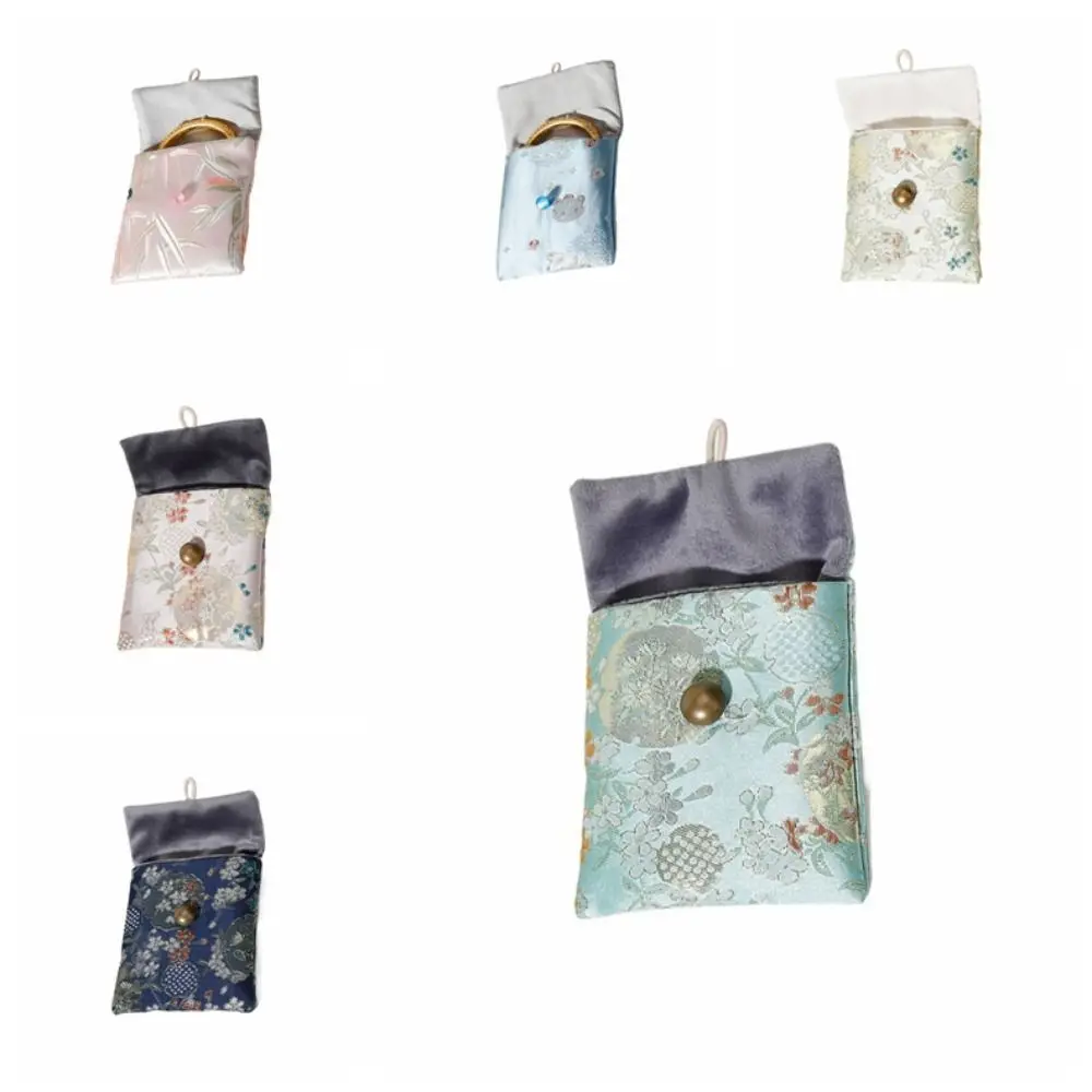 Embroidered Flowers Jewelry Packing Bag Rings Necklace Chinese Style Jewelry Display Box Organizer Coin Purse