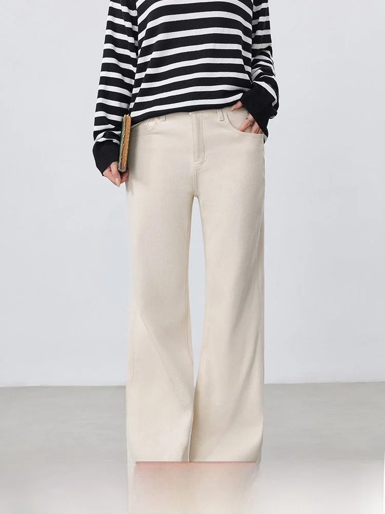 plus Size High Waist Wide Leg Pants Women Casual Sle Winter New Arrival Slimming Effect Comfortable Cotton Straight Cut Tro...