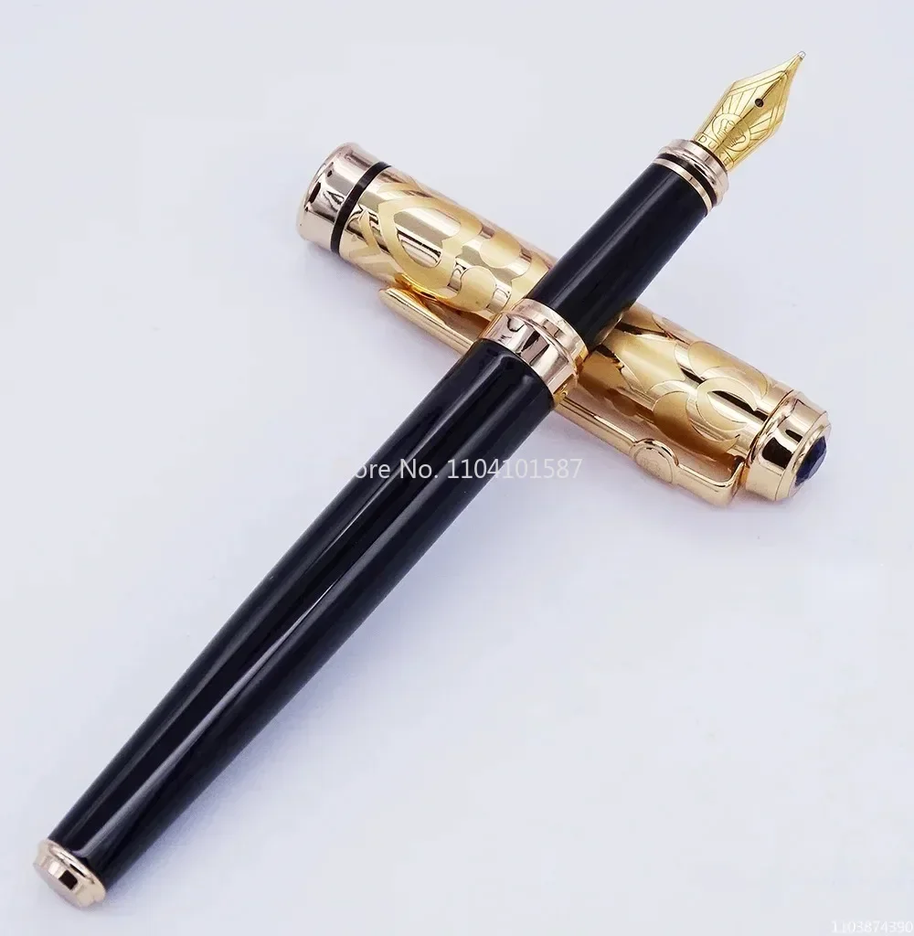 

Duke Noble Sapphire Fountain Pen F Nib Retractable with Gold/Black Clip Ink Converter Pen Business Office School Supplies Pens