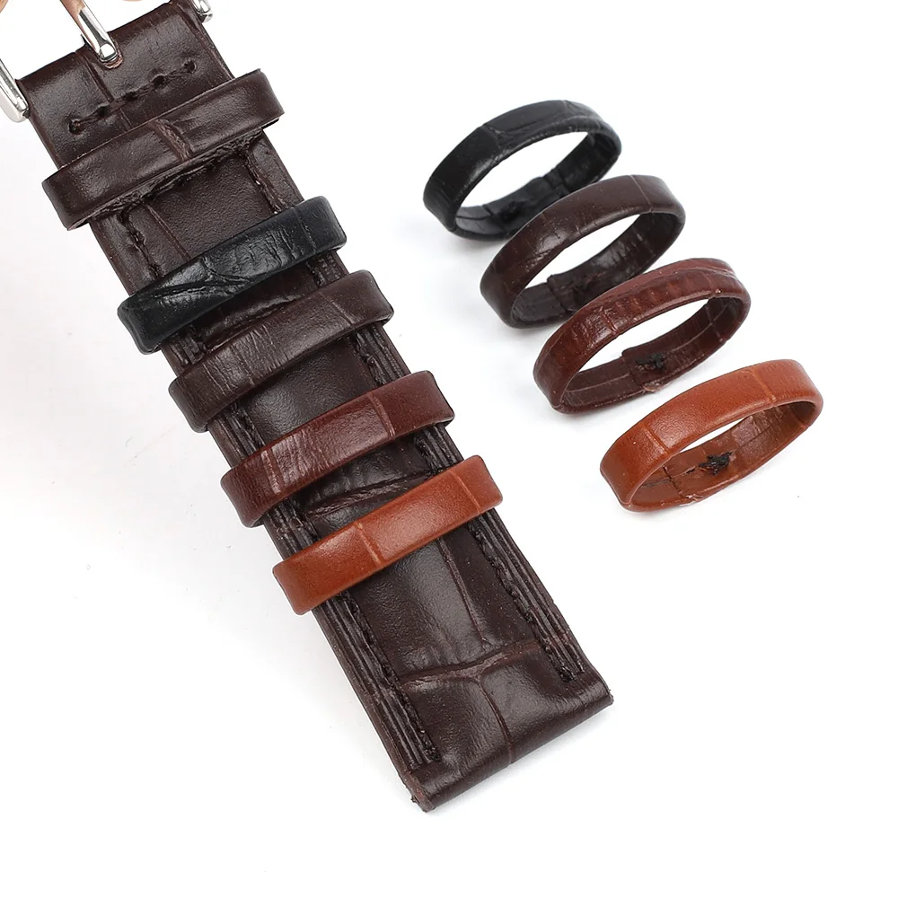 10pcs Genuine Leather Watch Band Ring DIY Men Belt Keeper Ring Hoop Loop Black Brown Watchband Holder Watch Accessories 14-26mm