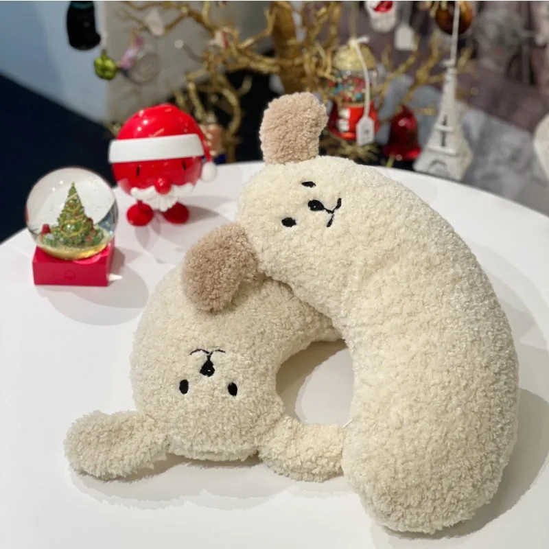 Dog Plush Breathable Pillow Protects Cervical Spine Deep Sleep U-shaped Pillow Soft Pillow for Puppies and Kittens Pet Supplies
