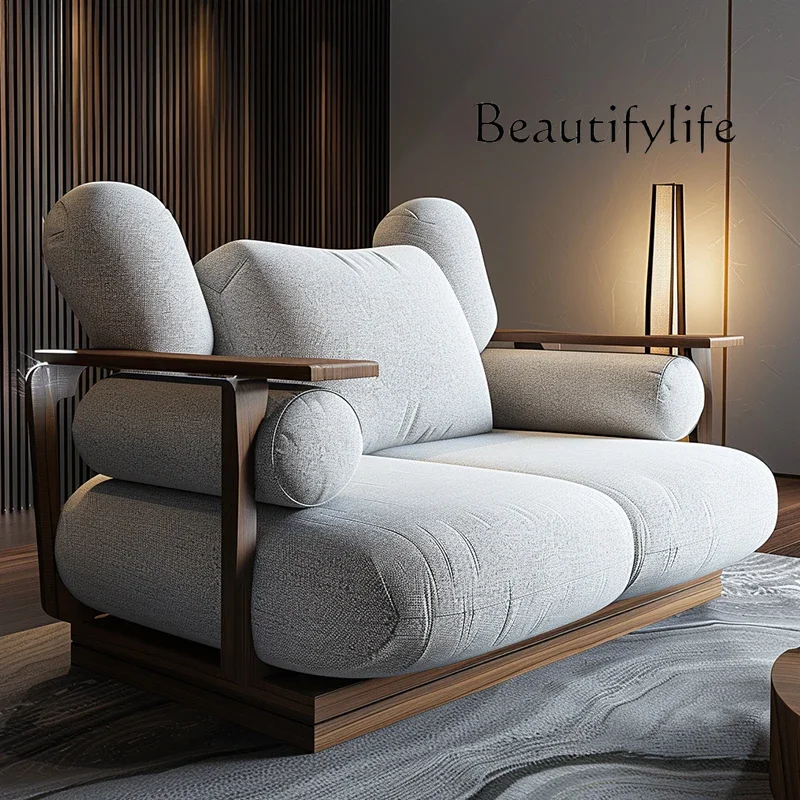 

BJ New Chinese-style North American Black Walnut Sofa Chair Ash Wood Lazy Chair Household Living Room Back Chair