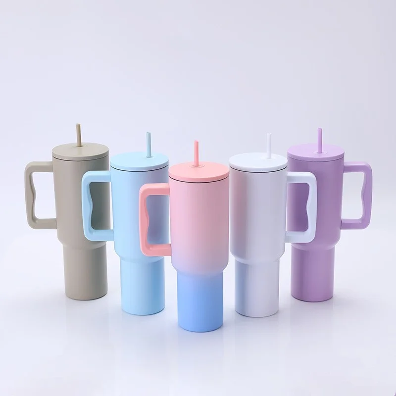 30/40oz Vacuum Thermos Bottke Tumbler With Handle Lid Straw Stainless Steel Cup Leak Proof Keep Cold Hot Travel Car Coffee Mug