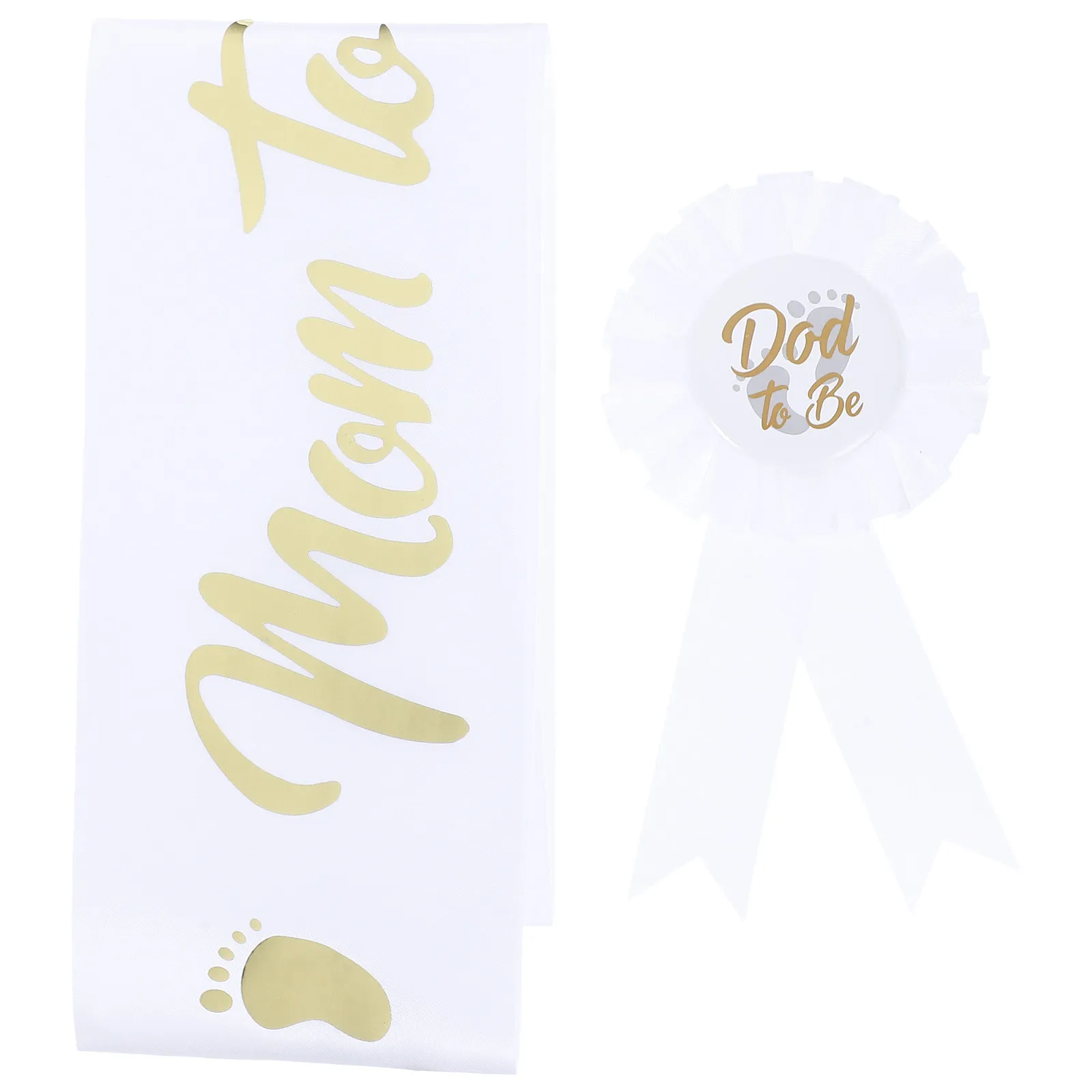 1Set Shower Sash for Mommy Dad to Be Pin Decoration Set Stylish Lightweight Safe Wearable Satin Tinplate Celebration Decor