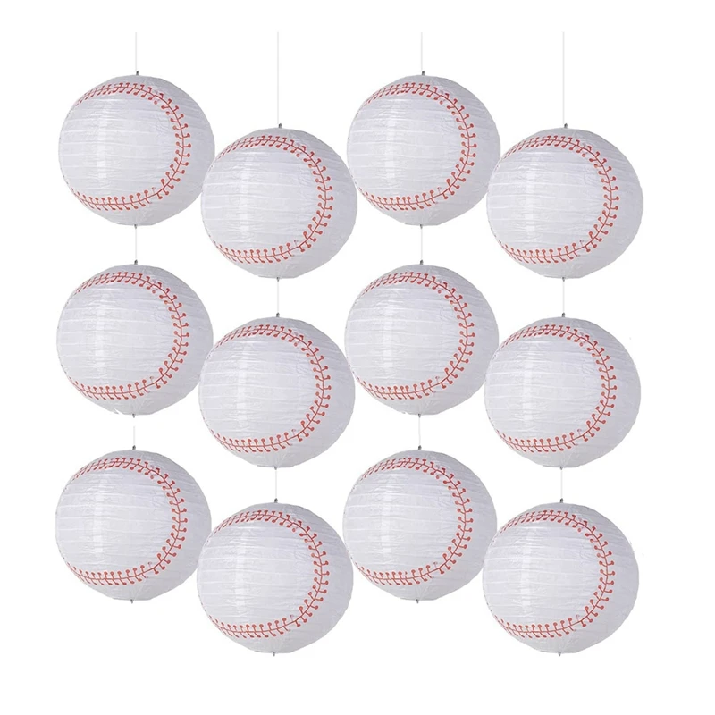 

8Inch Baseball Paper Lanterns Sports Team Party Baseball Hanging Lantern Softball Party Decorations 12 Pieces
