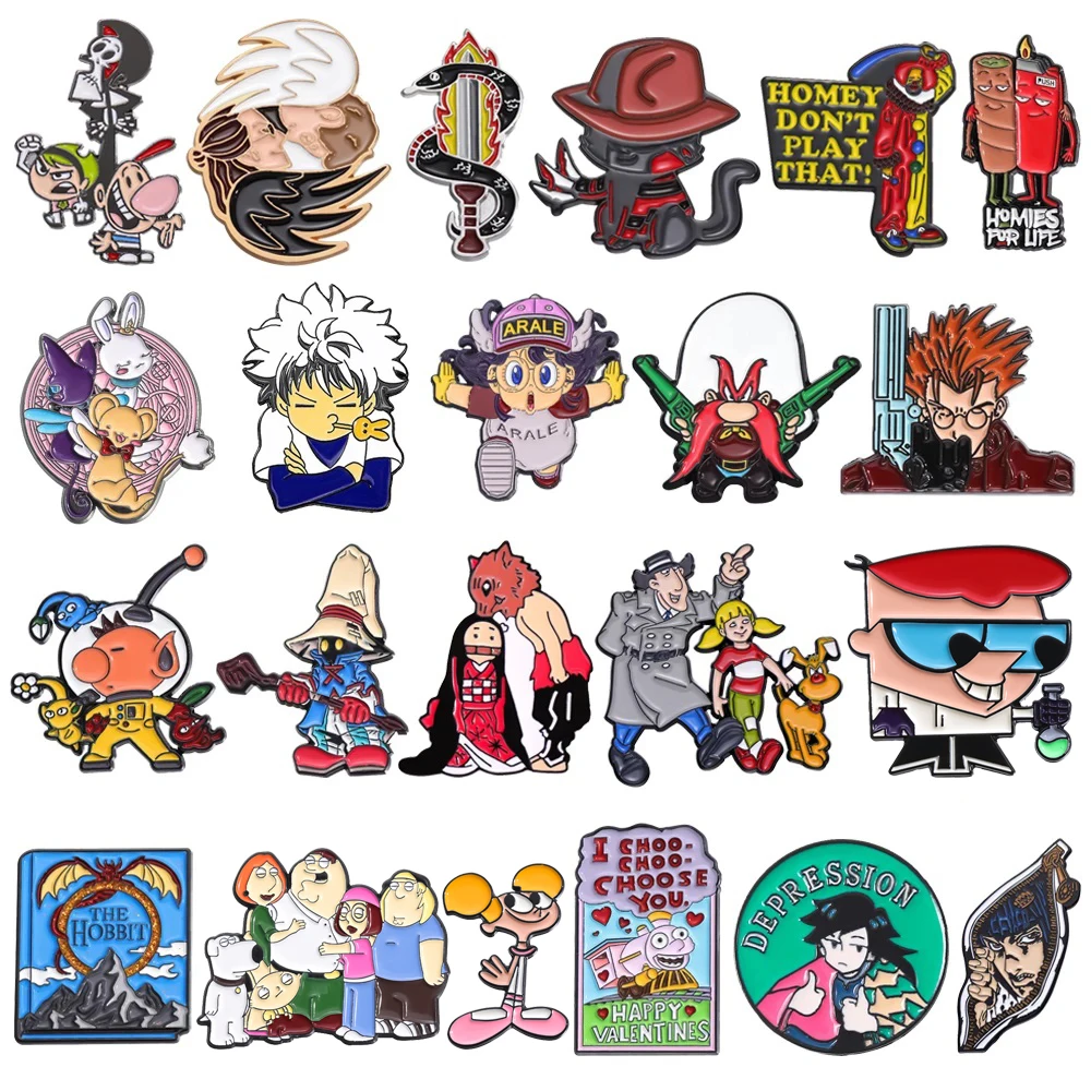 Kreskówka Kaczka Różowa Świnia Jazz Kapelusz Kot Emalia Broszka Konsola do gier Krab Krowa Metalowa Odznaka Punk Anime Szpilki Biżuteria Akcesoria