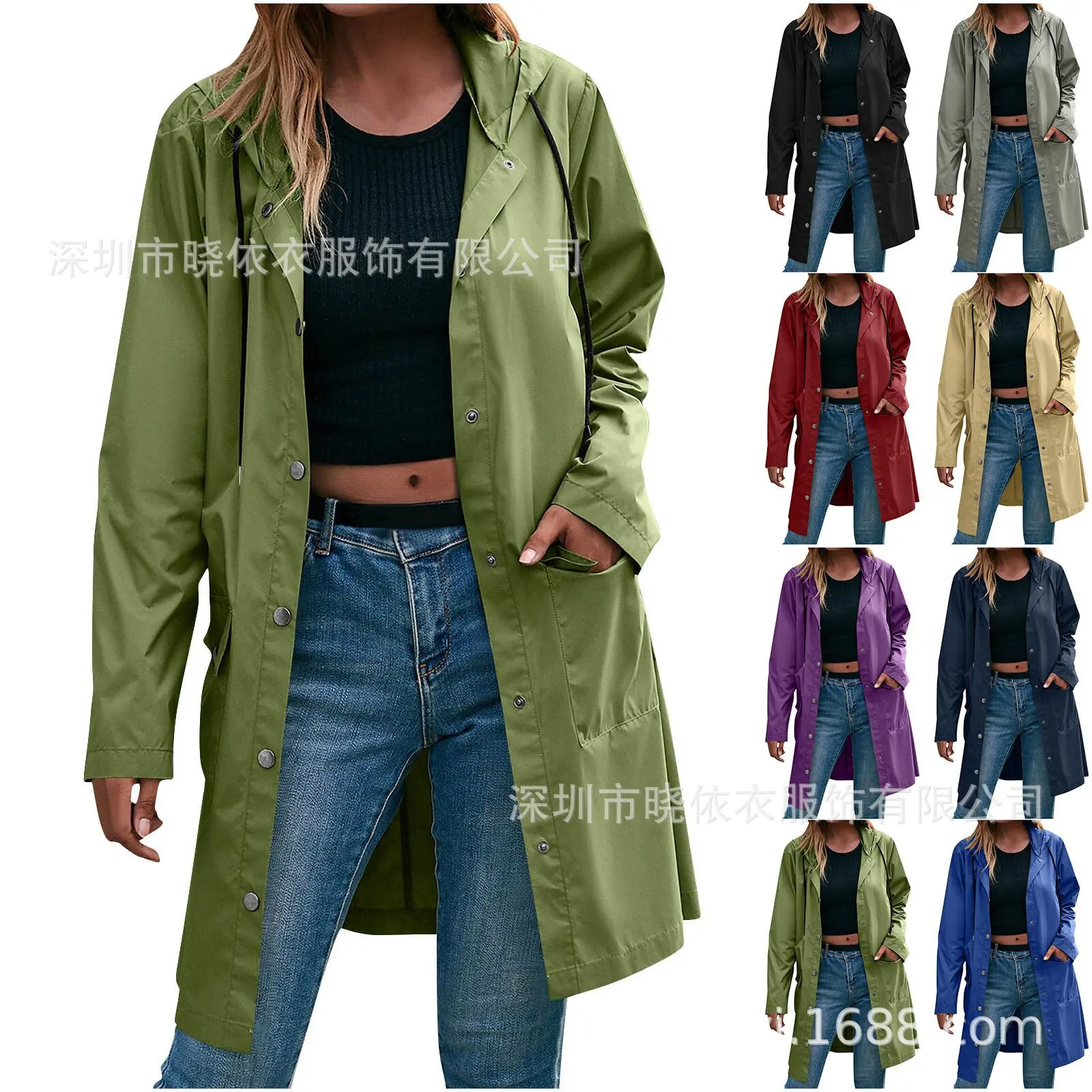 Women's Lapel Hooded Long Sleeve Mid‑length Windbreaker Coat Soft Comfortable Fashion Trendy Casual Commute Daily Wear Outerwear