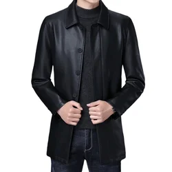 Mens Genuine Leather Jackets Autumn Winter Male Leather Jacket M-7XL Casual Mid-long Sheepskin Coat Men Clothes Chaquetas Hombre