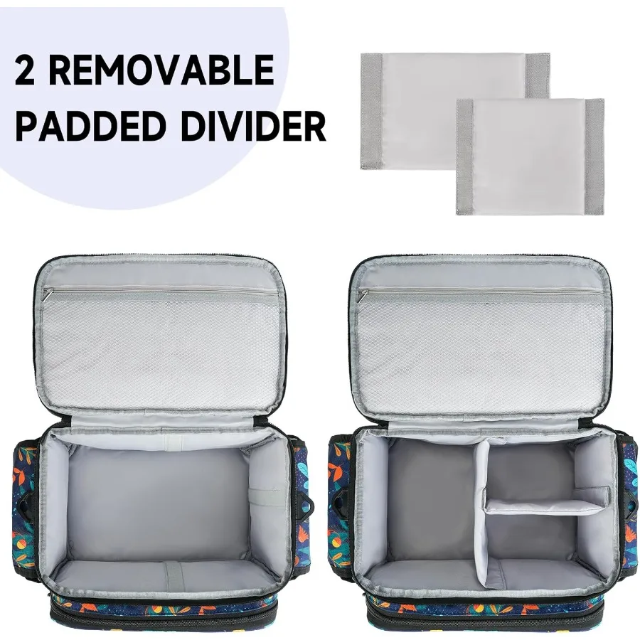 大きな二層式の裁縫用品オーガナイザー、リーフ柄のデザインで持ち運びや旅行に最適、裁縫道具の保管に最適です。