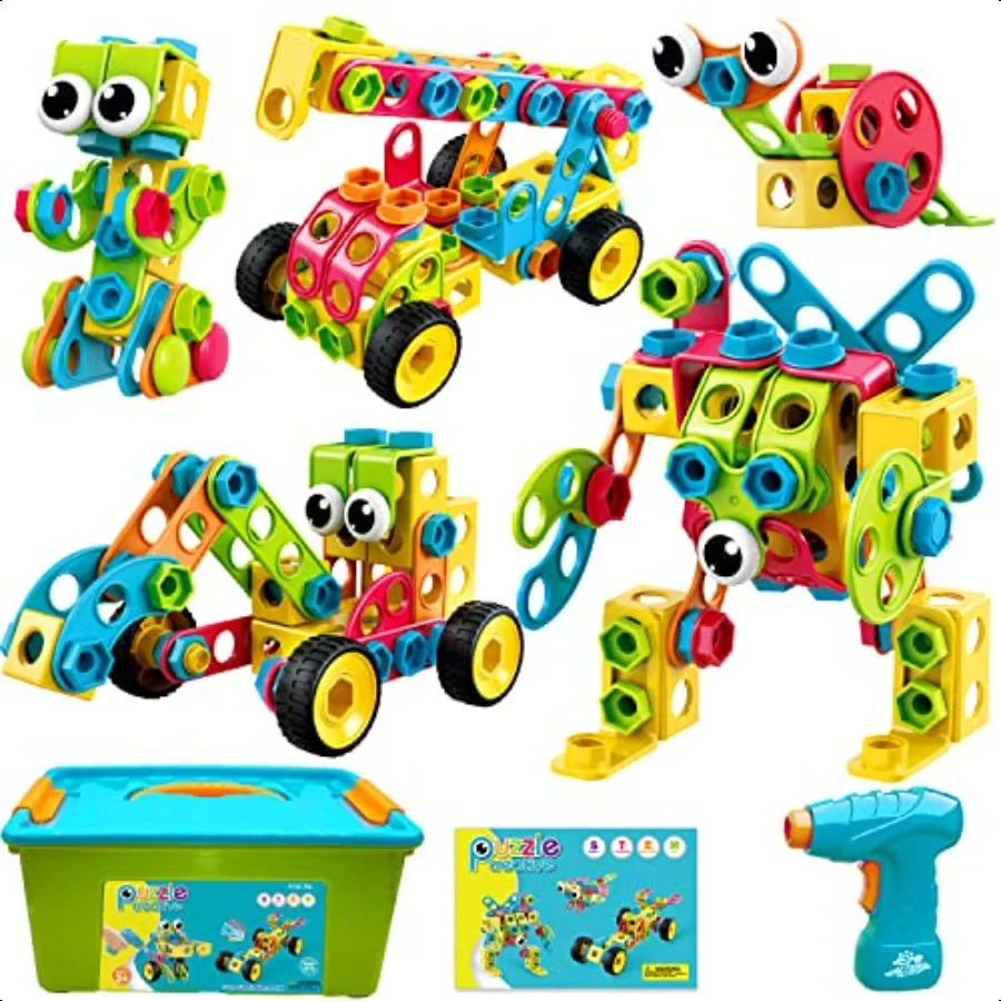 

NXONE 195 PCS Educational STEM Toys for Boys and Girls Ages 3 4 5 6 7 8 9 10 Construction Building Blocks Toy Building Sets Toy