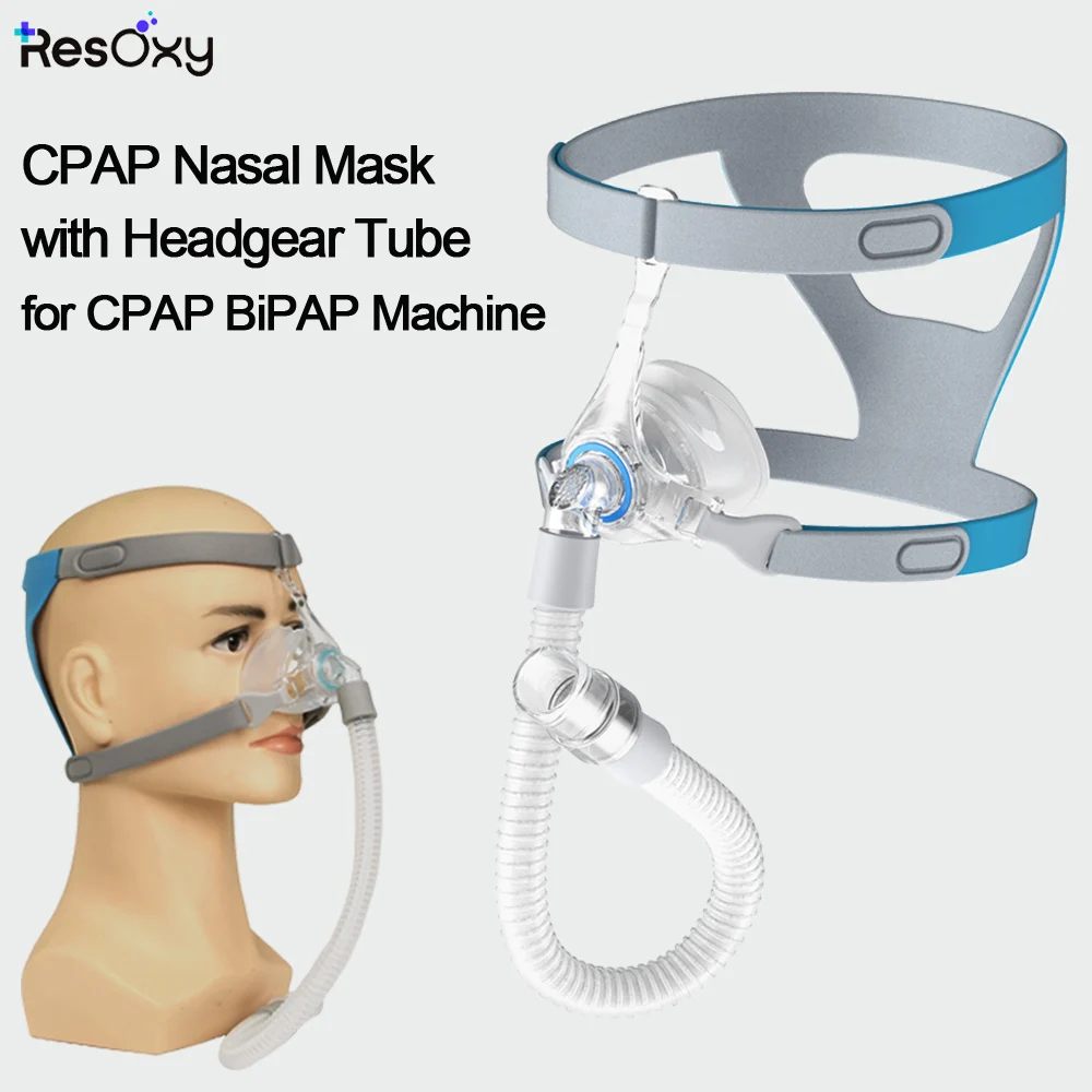 レソキシーcpapマスク、ヘッドギアチューブ付き、睡眠時無呼吸症候群cpap-bipapマシン用、睡眠呼吸用鼻マスク、自動cpap睡眠時無呼吸症候群用